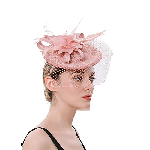 Frauen Federn Haarspange Hochzeit Fascinatoren Hut Pillbox Hut Cocktail Hut Haarclip Kirche Kopfbedeckung von Youllyuu