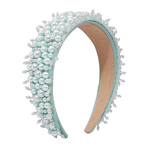 Große Perlen Haarbänder Für Frauen Headwear Perle Perlen Haarband Breite Haar Zubehör Schmuck blau von Youllyuu