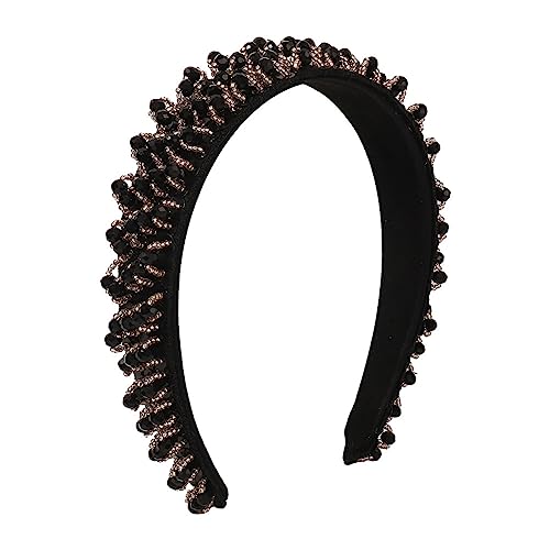 Große Perlen Haarbänder Für Frauen Headwear Perle Perlen Haarband Breite Haar Zubehör Schmuck schwarz von Youllyuu