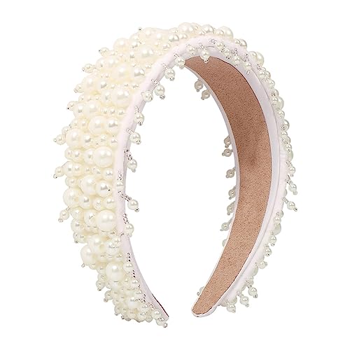 Große Perlen Haarbänder Für Frauen Headwear Perle Perlen Haarband Breite Haar Zubehör Schmuck weiß von Youllyuu