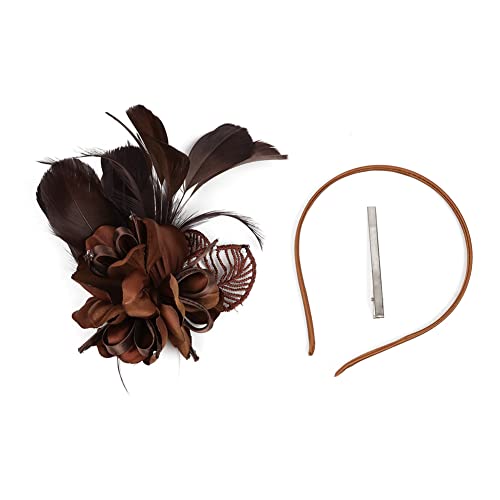 Haarspange für Damen, Braut, Feder, Blume, Cocktailball, Hochzeit, Party, Hut, Mädchen, Headwewar von Youllyuu