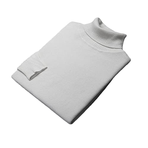 Herren 100% Kaschmir Pullover Pullover Warm Solid Base Shirt Große Größe Strickpullover Tops, weiß, XXXL von Youllyuu
