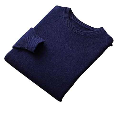 Herren 100% Kaschmir Rundhals Pullover Pullover Langarm Solid Strickpullover, marineblau, XX-Large von Youllyuu