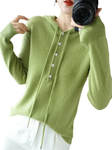 Kapuzenpullover 100% Merinowolle Pullover Strickpullover Tops Kaschmir Solid Pullover Pullover Sweater, Obstgn, L von Youllyuu