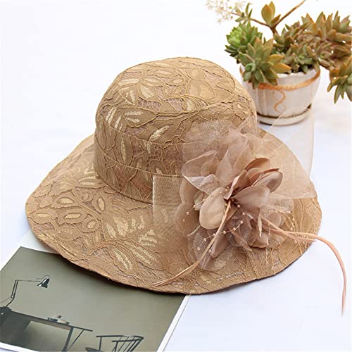 Kentucky Hats Frauen Chiffon Derby Fascinator Hüte Blume Hochzeit Kirche breite Krempe Fedora Hut von Youllyuu