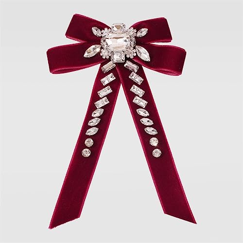 Lange Schleife Haarnadeln Strass Perlen Haarnadel Damen Velours Bowknot Haarspange Haarspange Haarspange Handgemachte Kopfschmuck Rot 2 von Youllyuu