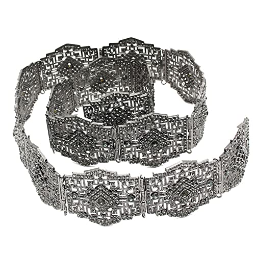 Morocian Belt Frauen Hochzeit Schmuck Vollstrass Metall Taillenkette Verstellbare Länge Kaftan Bund von Youllyuu