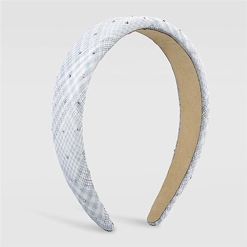 Plaid Tuch Stirnband Strass Haarband Exquisite Schwamm Headwear Haarschmuck Schmuck Für Frauen Mädchen Blau von Youllyuu