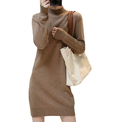 Youllyuu 100 % Kaschmir-Strickkleider, hohe Elastizität, weiche Pullover für Damen, Strickpullover, khaki, S von Youllyuu