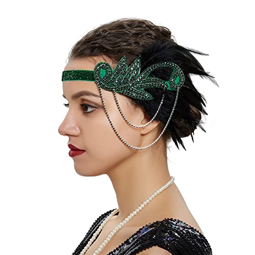Youllyuu 1920er Jahre Feder-Haarband für Damen, Vintage-Kopfschmuck, Flapper-Stirnband, schöner Kopfschmuck, Haarschmuck von Youllyuu
