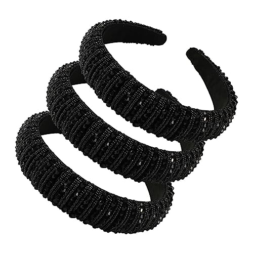 Youllyuu 3 Teile/los Strass Haarbänder Für Frauen Dame Glänzend Gepolstert Voll Kristall Stirnband Haar Hoop Kopfschmuck schwarz von Youllyuu