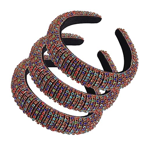 Youllyuu 3 Teile/los Strass Haarbänder Für Frauen Dame Glänzend Gepolstert Voller Kristall Stirnband Haar Hoop Kopfschmuck bunt von Youllyuu