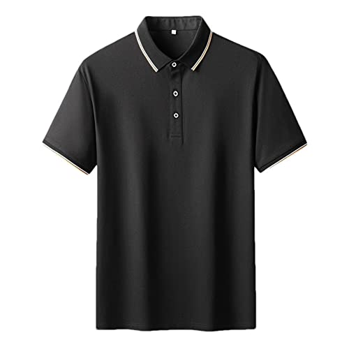 Youllyuu Atmungsaktives, leichtes Poloshirt für Herren, Sommer, Kurzarm, T-Shirt, Business, Freizeit, Golf-Polos, Schwarz , 6XL von Youllyuu