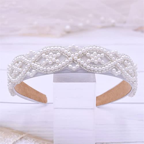 Youllyuu Barock Vollperlen Haarband Hochzeit Braut Tiara Kopfschmuck Perle Stirnband Braut Kopfreifen von Youllyuu