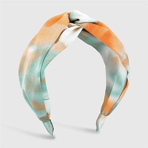 Youllyuu Böhmische Breite Kreuz Haarband Vintage Satin Haar Hoop Headwear Druck Geknotet Stirnband Haar Zubehör Schmuck Orange von Youllyuu