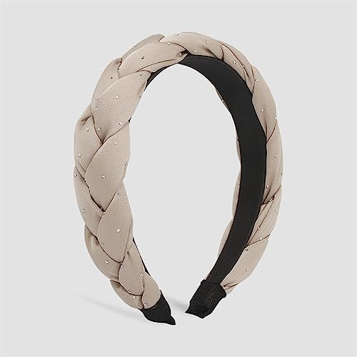 Youllyuu Braid Stirnbänder Twist Plaid Strass Haarband Lünette Turban Frauen Haarbänder Haarschmuck Kopf Hoop Headwear Khaki von Youllyuu