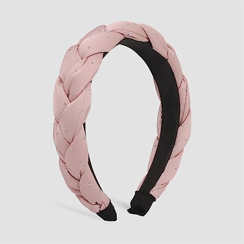 Youllyuu Braid Stirnbänder Twist Plaid Strass Haarband Lünette Turban Frauen Haarbänder Haarschmuck Kopf Hoop Headwear Rosa von Youllyuu