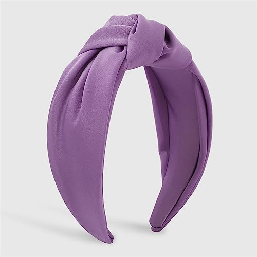 Youllyuu Breite Top Knoten Satin Stirnbänder Soild Lünette Haarbänder Für Frauen Erwachsene Haar Zubehör Casual Kopf Hoop Lila von Youllyuu