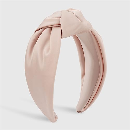 Youllyuu Breite Top Knoten Satin Stirnbänder Soild Lünette Haarbänder Für Frauen Erwachsene Haar Zubehör Casual Kopf Hoop Rosa von Youllyuu