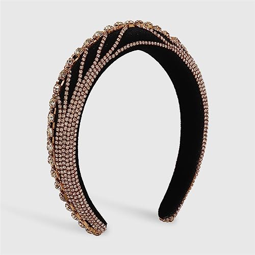 Youllyuu Bunte Kristall Stirnband Für Frauen Strass Haarband Barock Schwamm Gepolstert Haar Hoop Braut Haar Zubehör Gold von Youllyuu