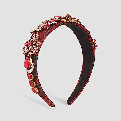 Youllyuu Damen Exquisite Strass Multicolor Geometrische Stickerei Stirnband Haarschmuck Schmuck Geschenke Rot Farbe von Youllyuu