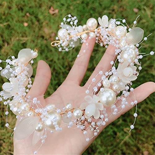 Youllyuu Damen-Haarband mit Perlen-Blumen-Motiv, Brautschmuck, Hochzeitskrone, Party-Haarband, Tiara, Kristall, Kopfschmuck, Haarschmuck von Youllyuu