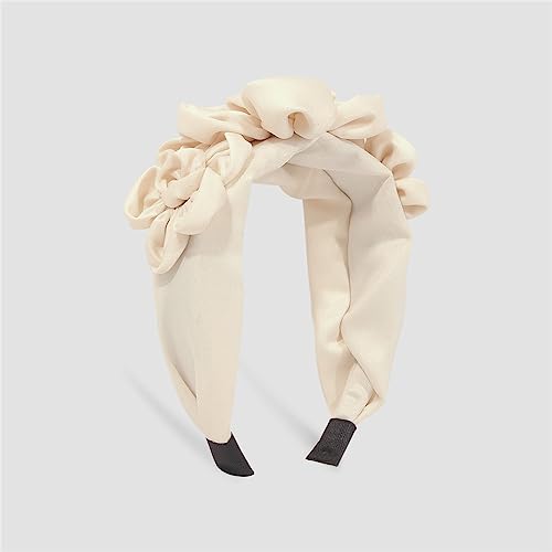 Youllyuu Damen Vintage Exquisite Große Blume Stoff Stirnbänder Tuch Stirnband Haarschmuck Party Geschenk Beige Farbe von Youllyuu