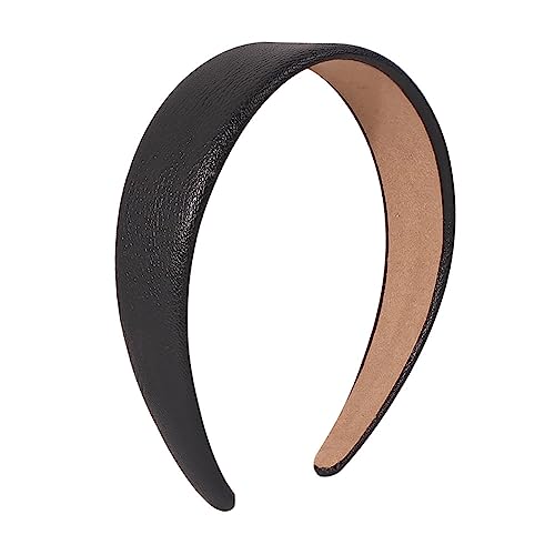 Youllyuu Einfarbig Pu Stirnband Für Frauen Bunte Glatte Breite Seite Haarbänder Headwear Trendy Haar Schmuck schwarz 1 von Youllyuu