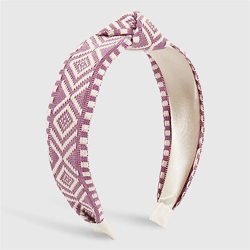 Youllyuu Ethnische Stickerei Geometrische Top Knoten Haarband Breite Seite Stirnband Für Frauen Turban Kopfbedeckung Haar Zubehör Licht Lila von Youllyuu