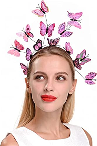 Youllyuu Fascinator für Damen und Mädchen, Waldfee, Stirnband, Simulation, bunte Schmetterlinge, Flügel, Haarreifen von Youllyuu