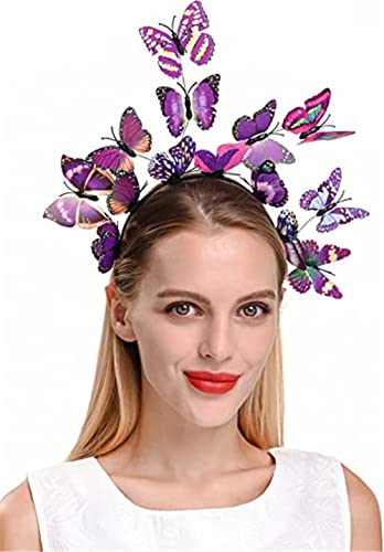 Fascinator für Frauen und Mädchen, Waldfee, Stirnband, Simulation, bunte Schmetterlinge, Flügel, Haarreifen von Youllyuu