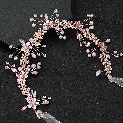 Youllyuu Frauen Perlen Strass Blume Stirnband Haarband Tiara Haar Hochzeit Haarschmuck Queen Party Tiara von Youllyuu