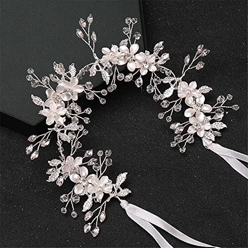 Youllyuu Frauen Perlen Strass Blume Stirnband Haarband Tiara Haar Hochzeit Haarschmuck Queen Party Tiara von Youllyuu