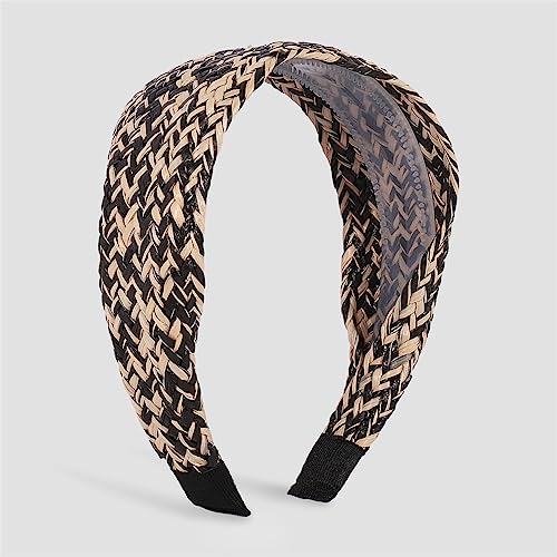 Youllyuu Gemischte Farbe Bast Geflochten Stirnband Top Geknotet Stroh Haarbänder Boho Plaid Tiara Haar Zubehör Für Frauen Mädchen 8 von Youllyuu