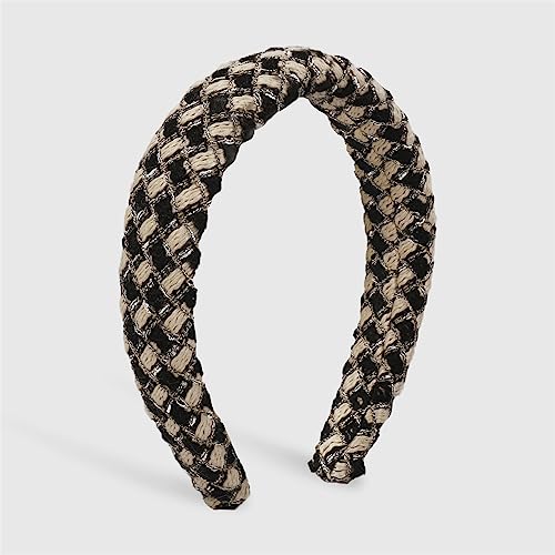 Youllyuu Gestrickte Haarband Frauen Plaid Stirnband Breite Seite Haar Hoop Bands Dicke Kopfschmuck Haar Zubehör Khaki von Youllyuu