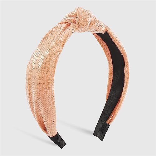 Youllyuu Glänzende Pailletten Top Geknotet Stirnbänder Glitzer Breite Seite Bunte Haarbänder Haarschmuck Kopfschmuck Für Frauen Orange von Youllyuu