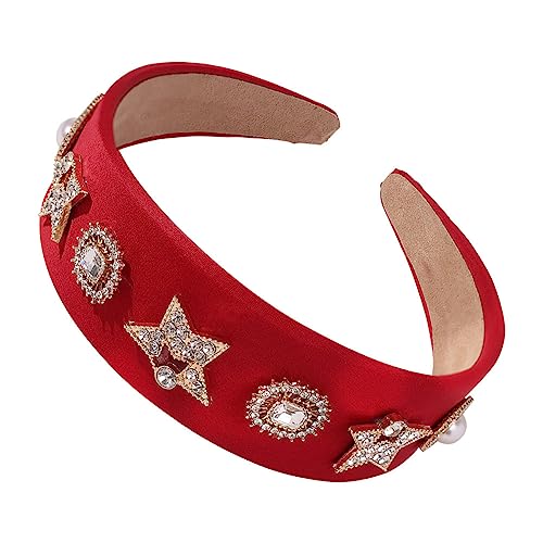 Youllyuu Glänzende Strass Haarband Für Frauen Stern Stirnband Perle Haar Hoop Hochzeit Party Haar Zubehör Schmuck rot von Youllyuu