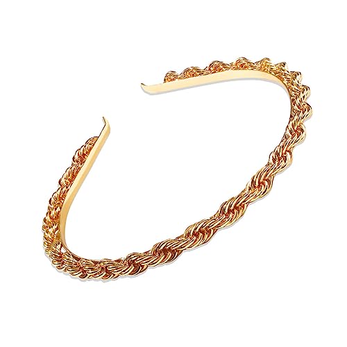 Youllyuu Ketten Haarbänder Für Frauen Punk Stil Metall Stirnband Mode Twist Kette Haar Hoop 1 von Youllyuu