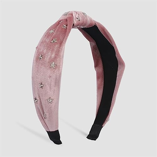 Youllyuu Little Alloy Stars Velours Haarband Für Frauen Breit Solide Top Geknotet Turban Stirnband Haarschmuck Rosa von Youllyuu