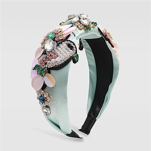 Youllyuu Pailletten Stoff Knoten Stirnband Blume Vögel Kristall Strass Haarband Kopfschmuck Weibliche Schmuck Licht GN von Youllyuu