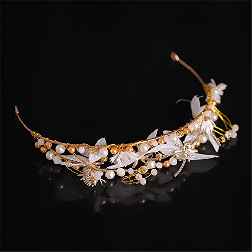 Youllyuu Perlen-Strass-Haarband Krone Haarschmuck Frauen Hochzeit Braut Haarband Queen Tiaras von Youllyuu