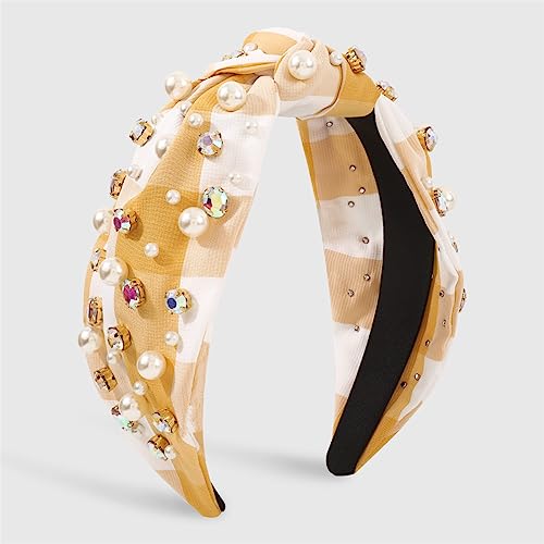 Youllyuu Print Top Geknotet Stirnband Peals Strass Haarbänder Haarschmuck Tiara Headwear Schmuck Für Frauen 15 von Youllyuu