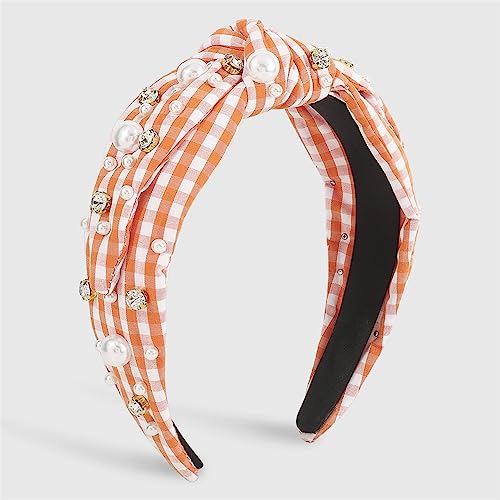 Youllyuu Print Top Geknotet Stirnband Peals Strass Haarbänder Haarschmuck Tiara Headwear Schmuck Für Frauen Orange von Youllyuu