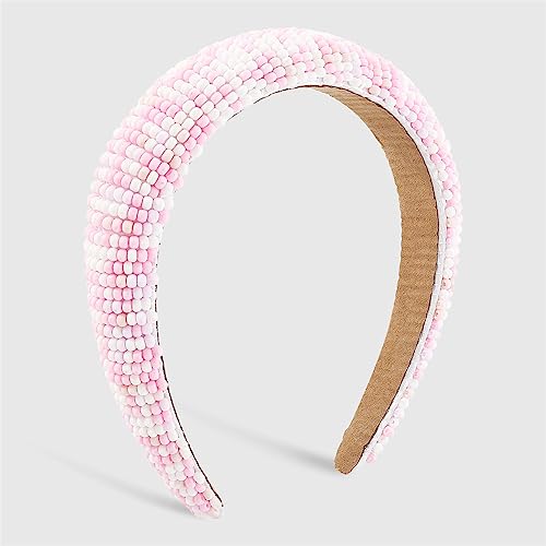 Youllyuu Rainbow Beads Gepolsterte Stirnbänder Haarschmuck Für Frauen Haarband Schmuck Perlen Kopf Hoop Rosa von Youllyuu