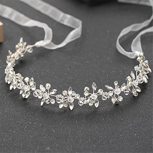 Youllyuu Silberfarbene Haarbänder für Damen, Braut, handgefertigt, Kristall, Strass, Tiaras, Haarbänder für Hochzeit, Königin von Youllyuu