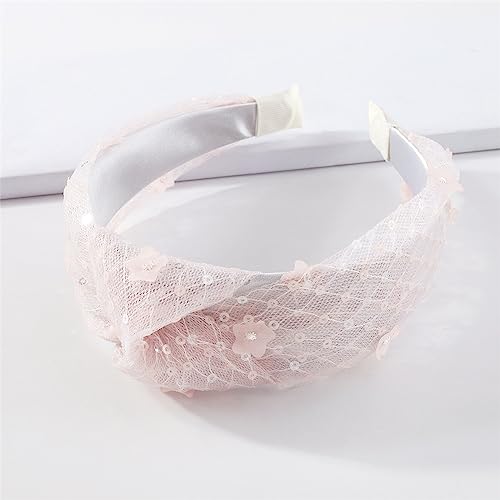 Youllyuu Sommer Blume Kreuz Geknotet Stirnband Für Frauen Mädchen Mesh Haarband Elastische Kopf Hoop Turban Haar Zubehör Schmuck Rosa von Youllyuu