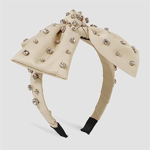 Youllyuu Strass Große Bowknot Haarband Für Frauen Kreuz Geknotet Haar Hoop Breite Stirnbänder Seide Stoff Headwear khaki von Youllyuu