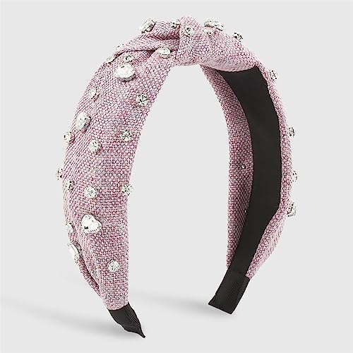 Youllyuu Strass Top Knoten Stirnband Dicke Leinen Haar Zubehör Kristall Breite Seite Kopf Hoop Headwear Für Frauen Mädchen Lila von Youllyuu