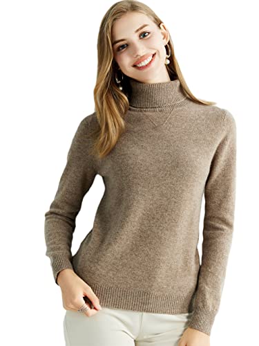 Youllyuu Strickpullover Kaschmir Pullover Damen 100% Merinowolle Rollkragen Pullover Pullover Pullover, hautfarben, S von Youllyuu