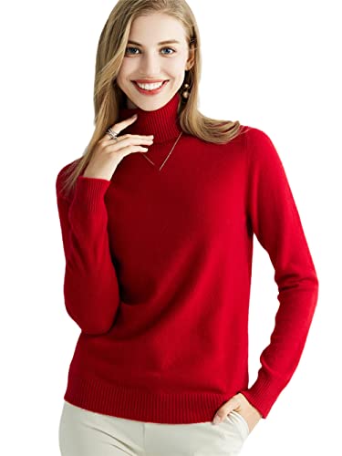 Youllyuu Strickpullover Kaschmir Pullover Damen 100% Merinowolle Rollkragen Pullover Pullover Pullover, kastanienbraun, M von Youllyuu